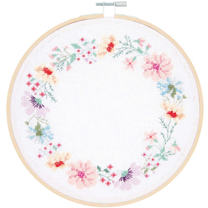 Rico Design Embroidery Kit Counted Cross Stitch Flower Wreath